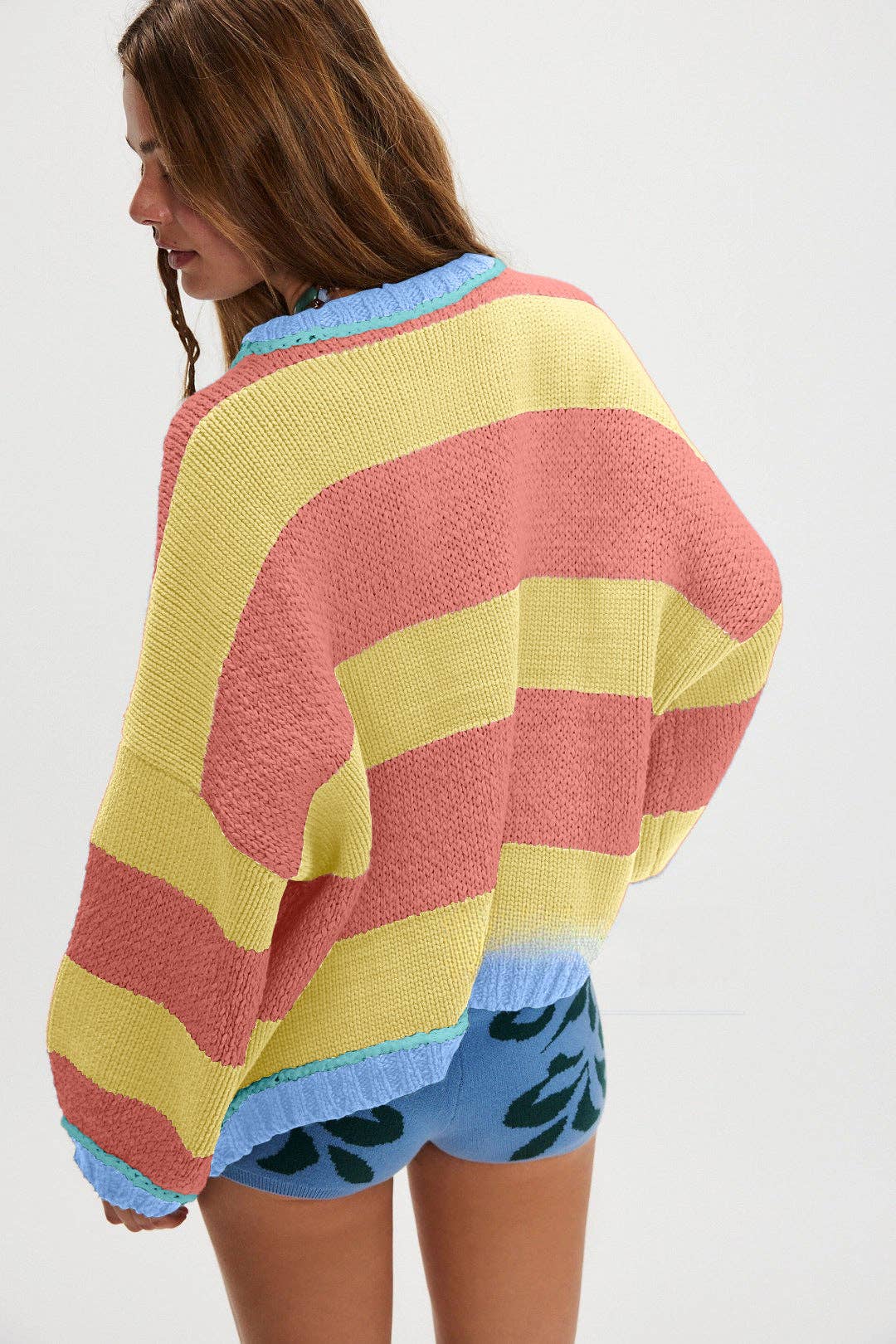 Lovesoft - Wholesale Knit Sweater - Women's - Colorblock Striped Knit Sweater | Oversized Pullover Top8