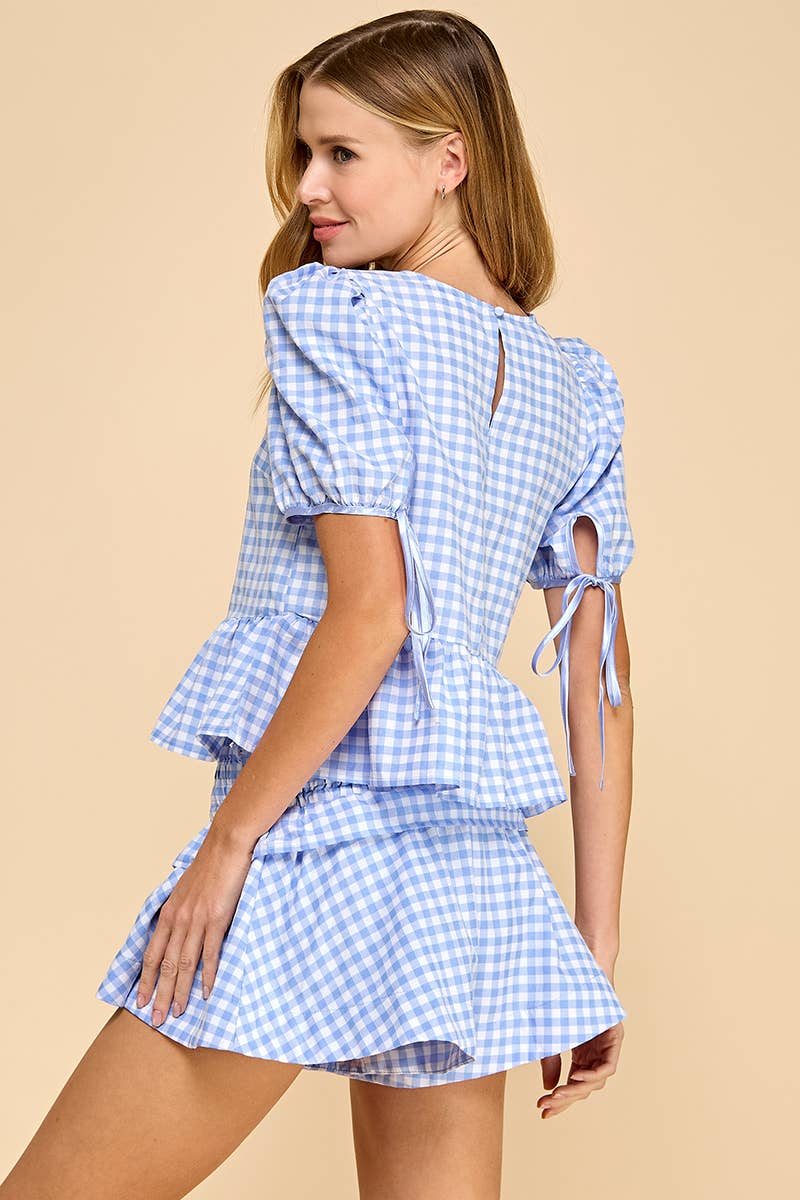 TCEC - Wholesale Blouse - Women's - CT8888-Plaid Ruffle Hem Top4