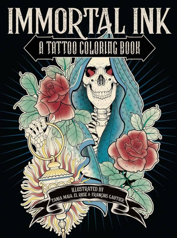 Microcosm Publishing & Distribution - Wholesale Coloring & Activity Book - Adult - Immortal Ink: A Tattoo Coloring Book0