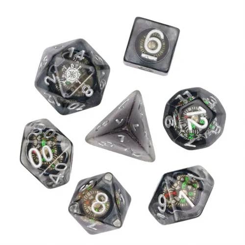 Wayfinders Liquid Core Dice set (working compass) for wholesale by Cultivation Games