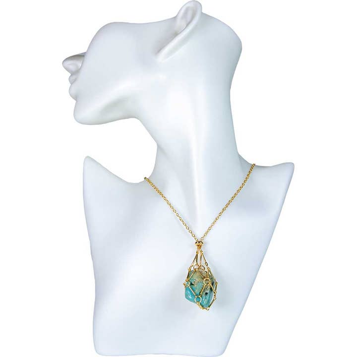 Metal Adjustable Crystal Cage Necklace - Empty Gold (Each) for wholesale by Kheops International