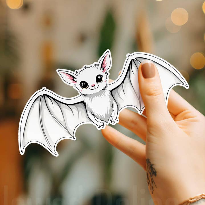 Pegatina de vinilo de monstruo fantasma murciélago albino kawaii para venta al por mayor de Hallowed Relics