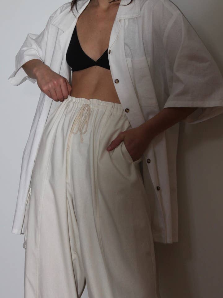 Na Nin – Calças - Mulher por atacado – Calças Cargo de Seda Cooper Canvas4