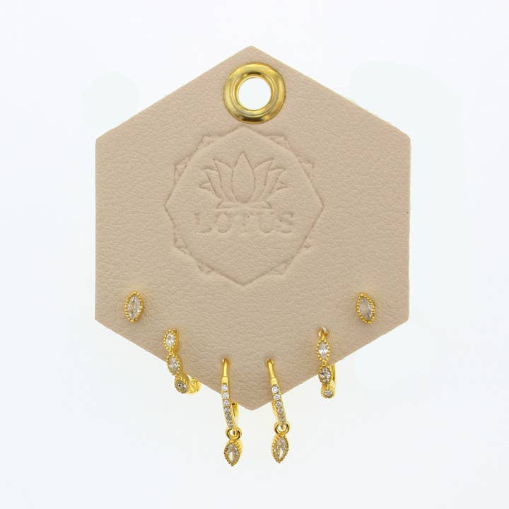 Ensemble Trio de Boucles d'Oreilles Evelyn pour la vente par Lotus Jewelry Studio