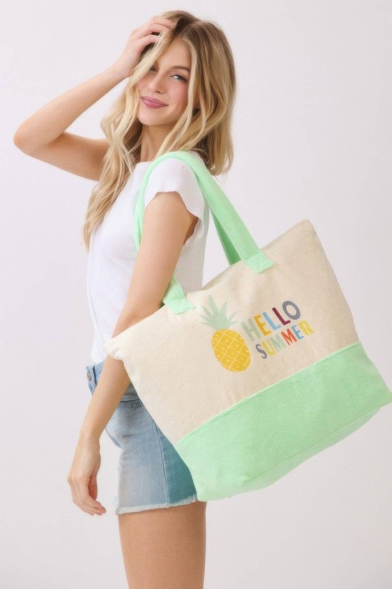 CC Wholesale Clothing - Wholesale Tote Bag - Women's - Hello Summer Terry Tote4