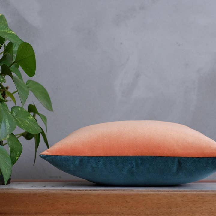 Funda de Cojín de Terciopelo Salmón - Cojín de Otoño Coral Teal para venta al por mayor de Miliva Home Store