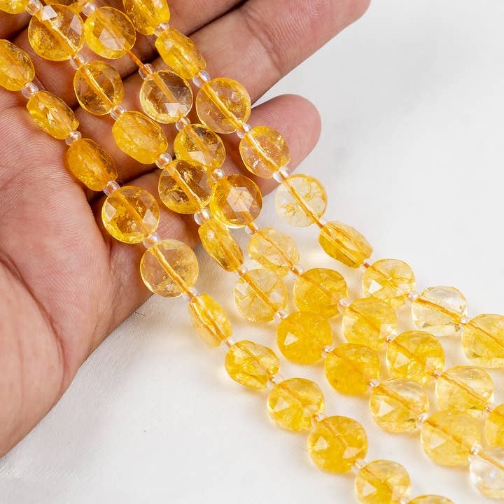 Soothing Crystals Beads - Wholesale Beads - Heishi Disc Beads | Citrine Heated | Flat Crystal Beads7
