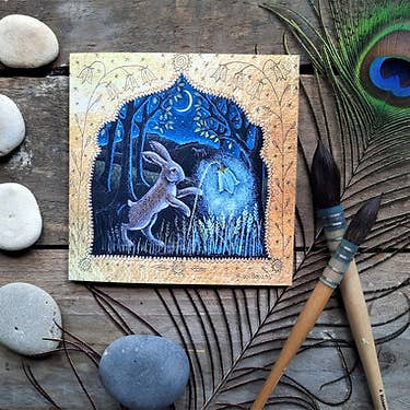 Harebell Lantern Greetings Card for wholesale by Hannah Willow Art