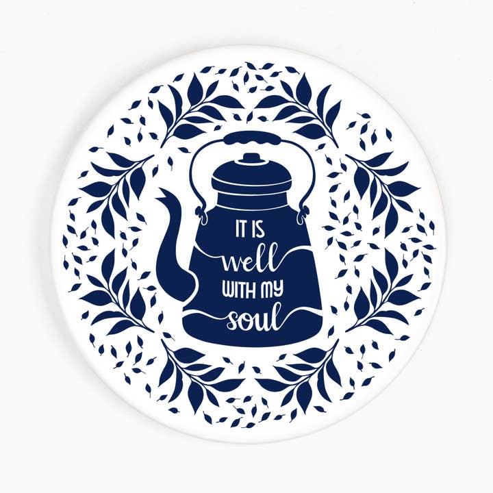 IT IS WELL WITH MY SOUL CERAMIC COASTER for wholesale by frog and gnome