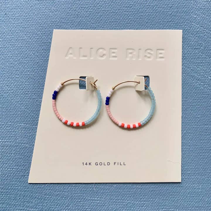 Alice Rise - Wholesale Hoop Earrings - big single note beaded hoop, turquoise4