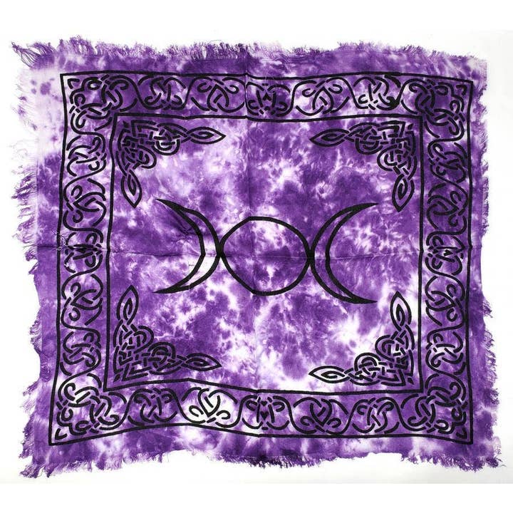 Triple Moon Altar Cloth With Fringe 18 X18 " for wholesale by GREENROOTS USA LLC