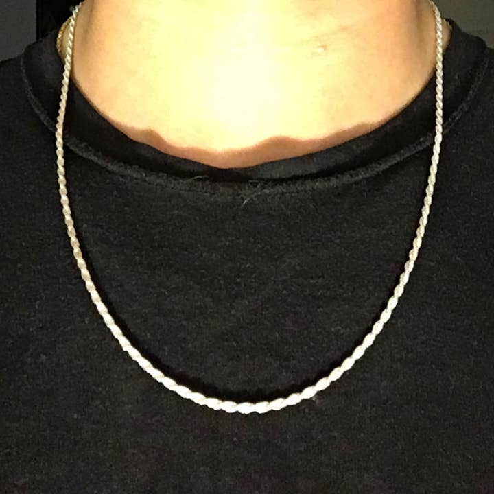 Real Solid Silver Chain Rope Chain 22in 2mm Sterling Silver 925 Italy for wholesale by Toppointbling