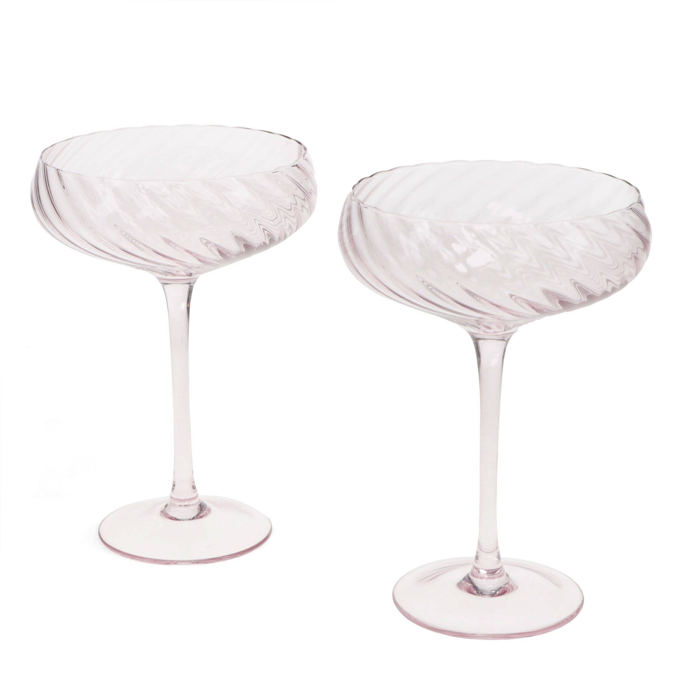 Rex B2B - UK – wholesale Cocktail/liquor glass – Scalloped Coupe Cocktail Glasses 250ml (Set of 2) - Pink0