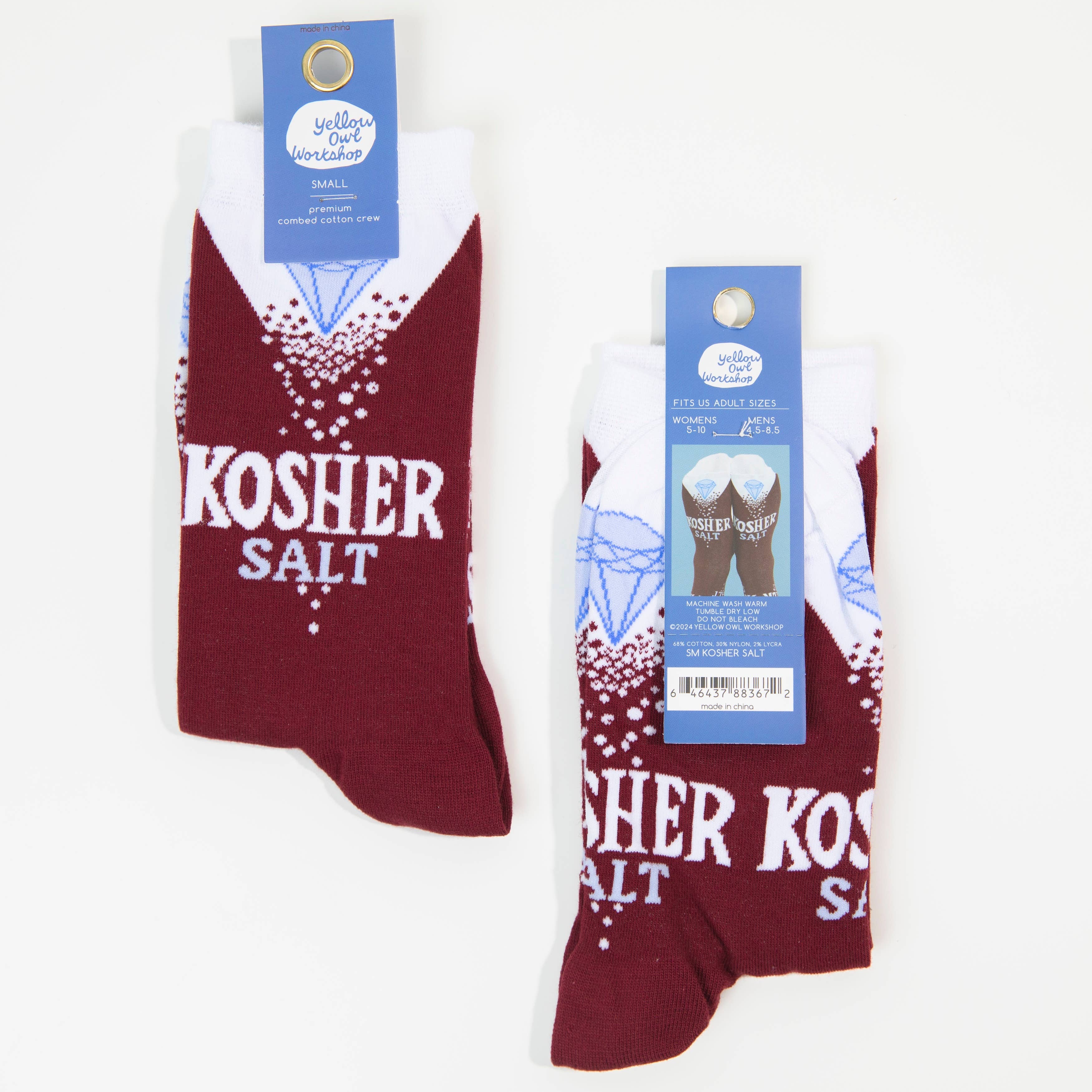 Yellow Owl Workshop - Wholesale Socks - Unisex - Kosher Salt - Small Crew Socks - Culinary Gifts1