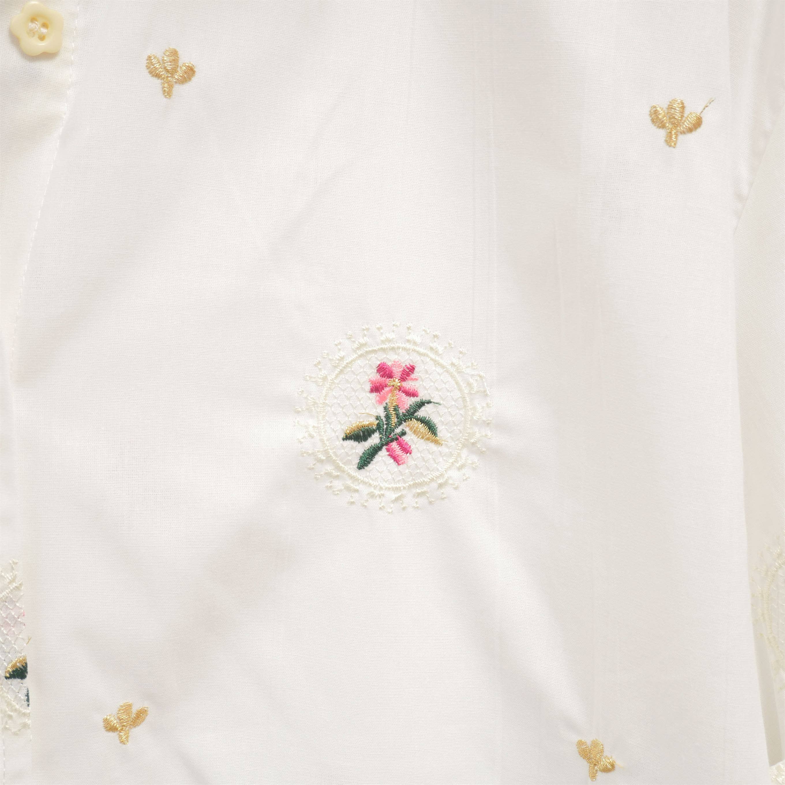 Hvid Bomuldsskjorte med blomsterbroderi FIT4762533 for engroshandel på Faire5