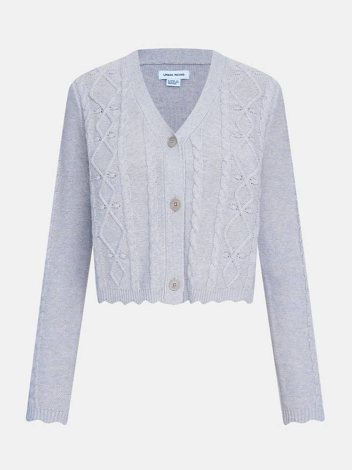 URBAN REVIVO Strickjacke mit Wellenverzierung für den Großhandel von UrbanRevivo