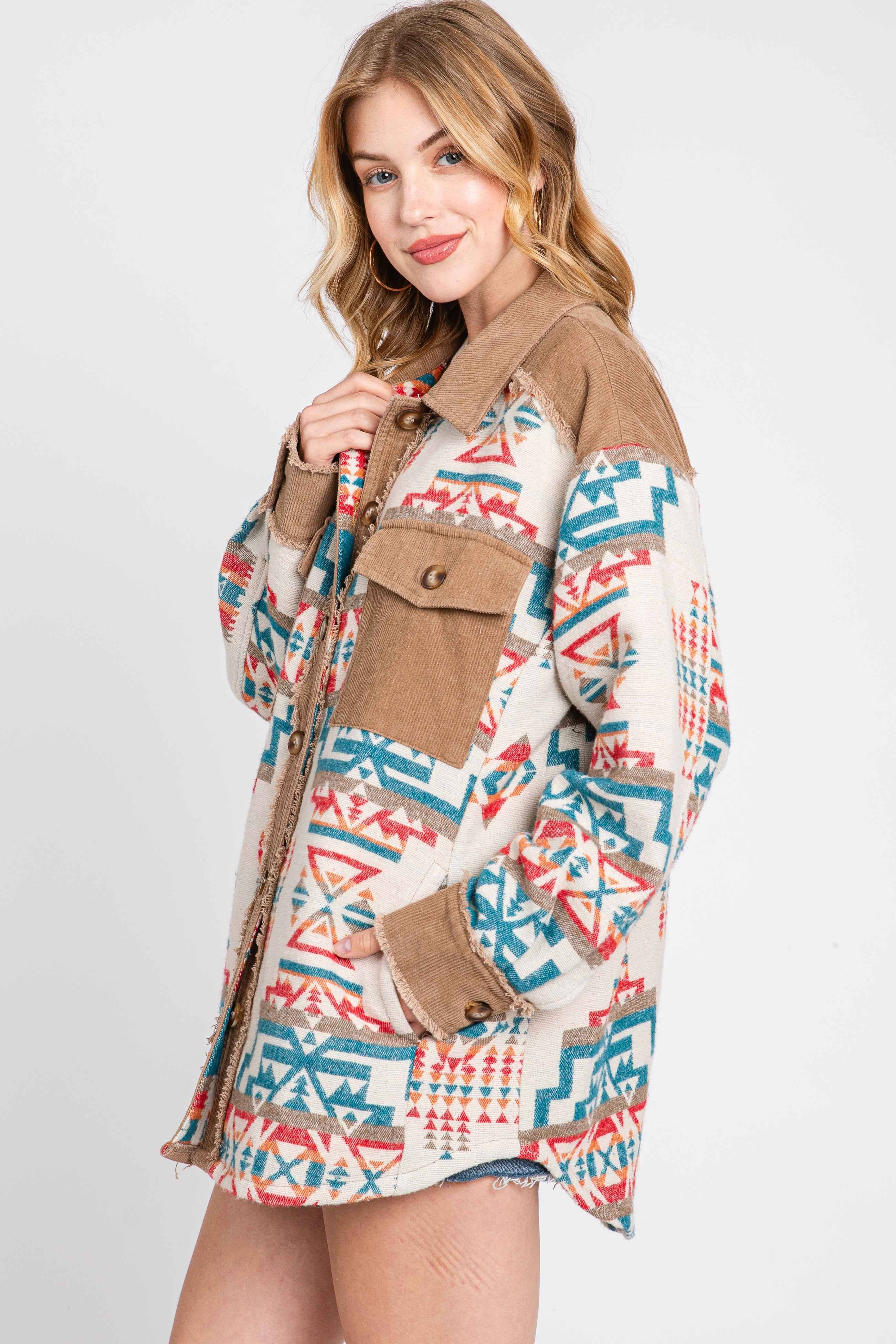 ELLEBORN – Engroshandel Skjortejakke/shacket – til kvinder – Eksklusiv Aztec Contrast Jacket 3466T4