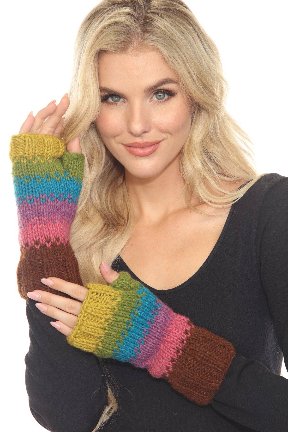 Lakhays Collection Inc. - Wholesale Arm Warmers - Women's - Blurred Lines Handmade Wool Knit Arm Warmer Unisex Gloves7