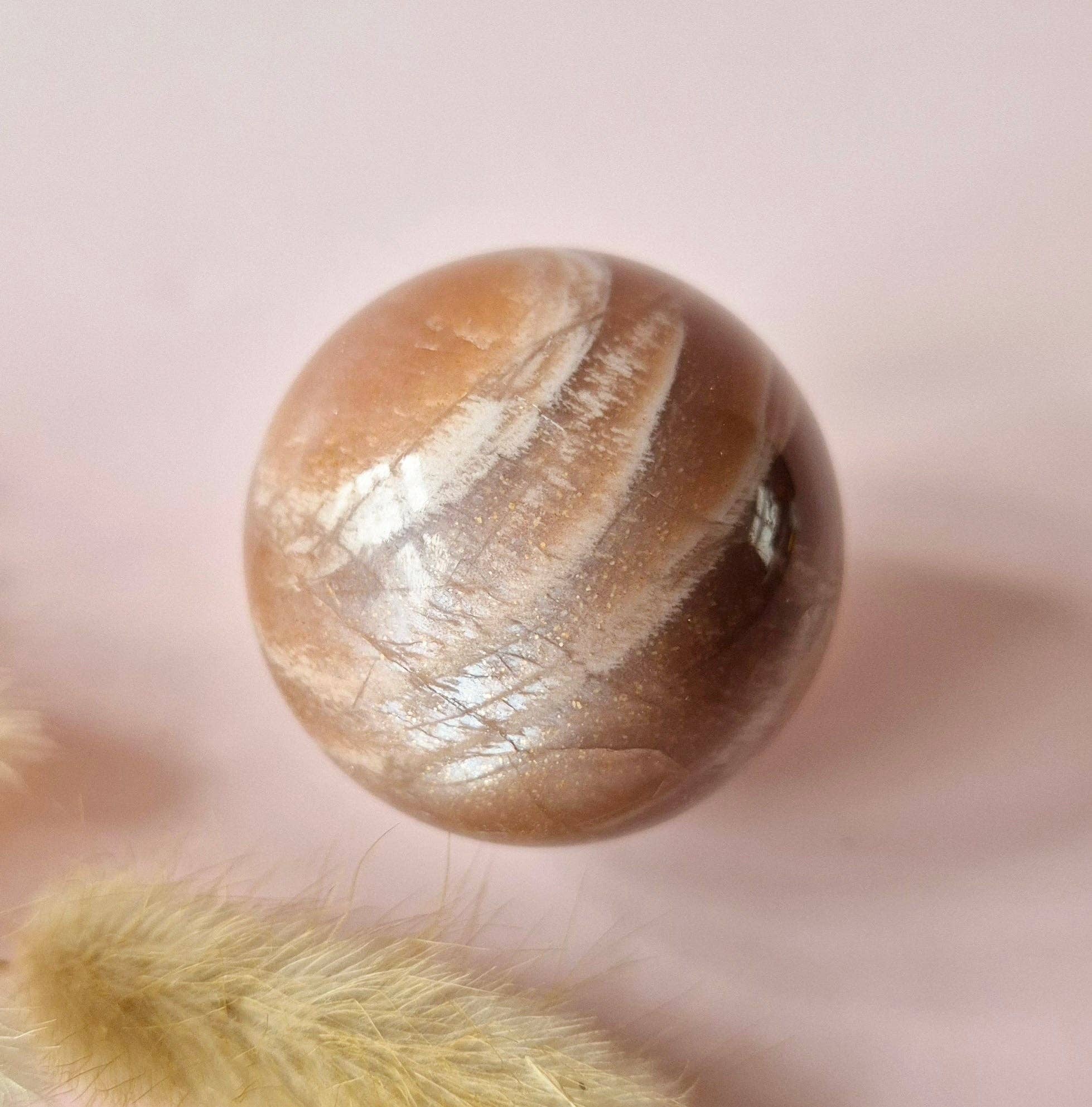 Moonlight Gemstones - Wholesale Spiritual Stone/Crystal - Crystal Gemstone Golden Sunstone Sphere with Blue & Gold Flash | 45–63 mm sphere14