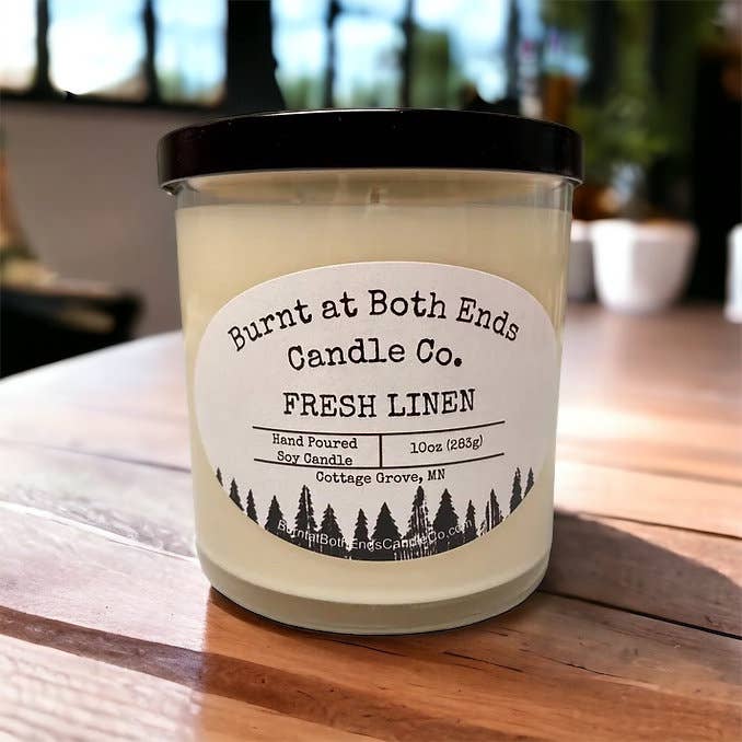 Burnt at Both Ends Candle Co - Wholesale Jar/Filled Candle - Fresh Linen (Odor Eliminator) - 10 oz0