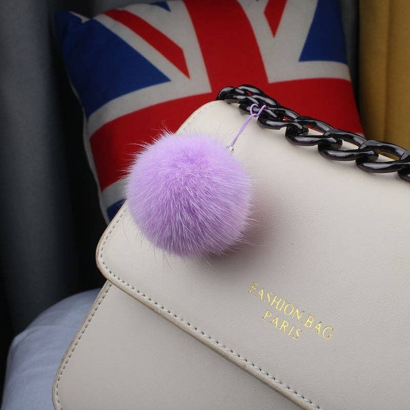 FurDecoration – wholesale Keychain – Women's – Mink Fur Fluffy Ball Keychain with 5CM String Bag8