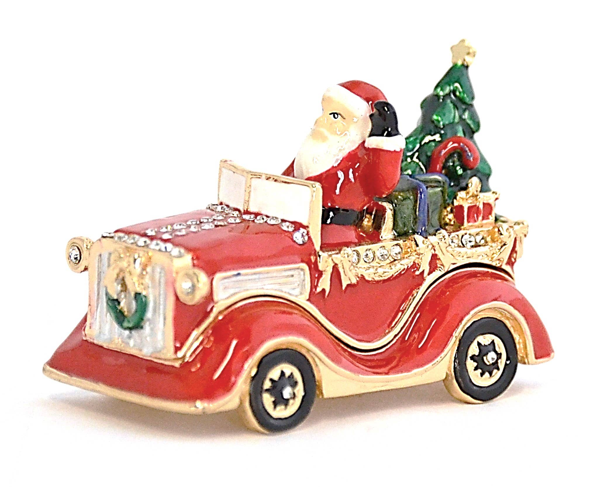 Ciel Collectables - Wholesale Christmas Decoration - Santaclause in Car Trinket Box. Hand Crafted With Crystals0