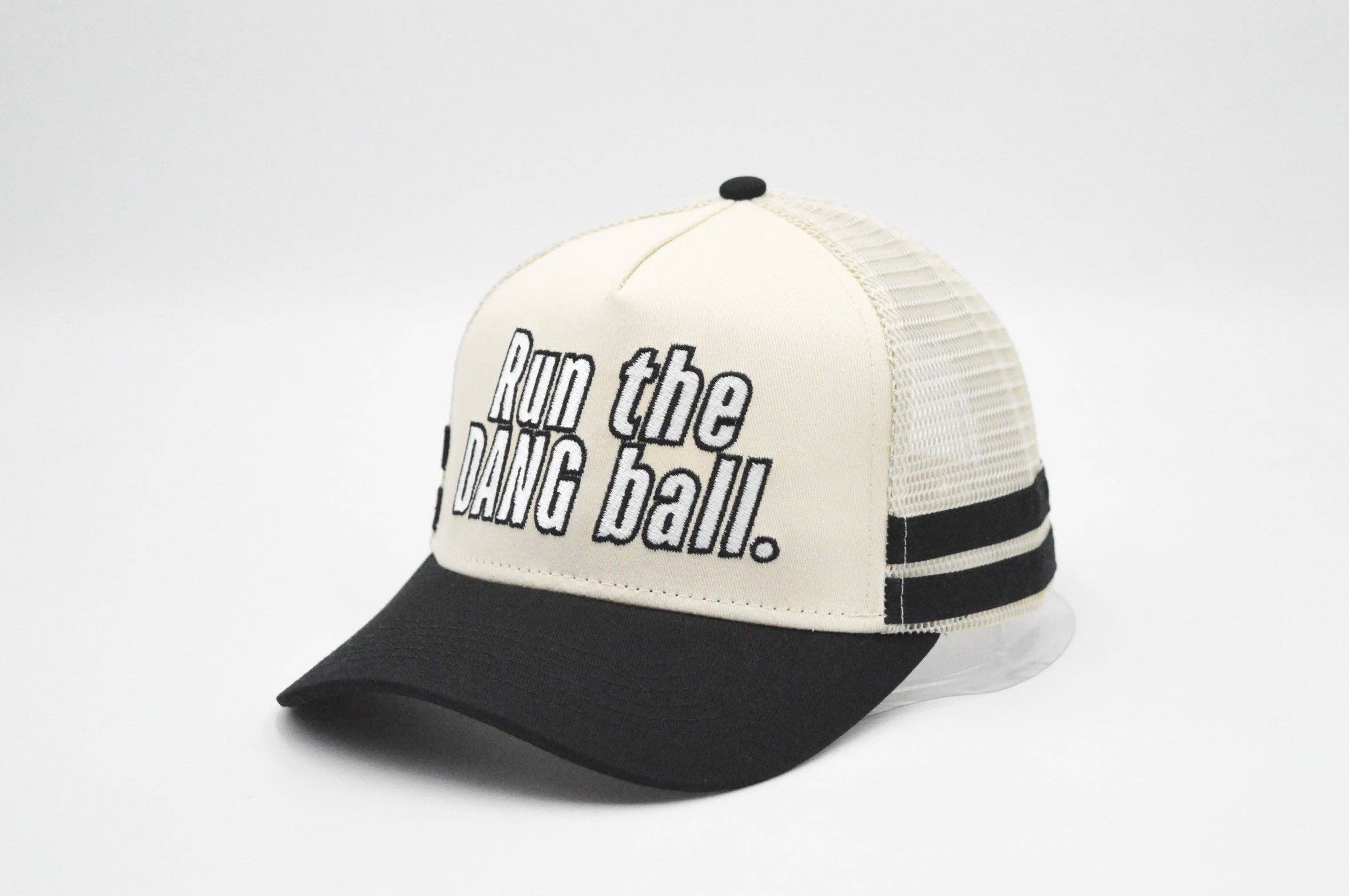 Black Run The Dang Ball Vintage Trucker Hat for wholesale on Faire1
