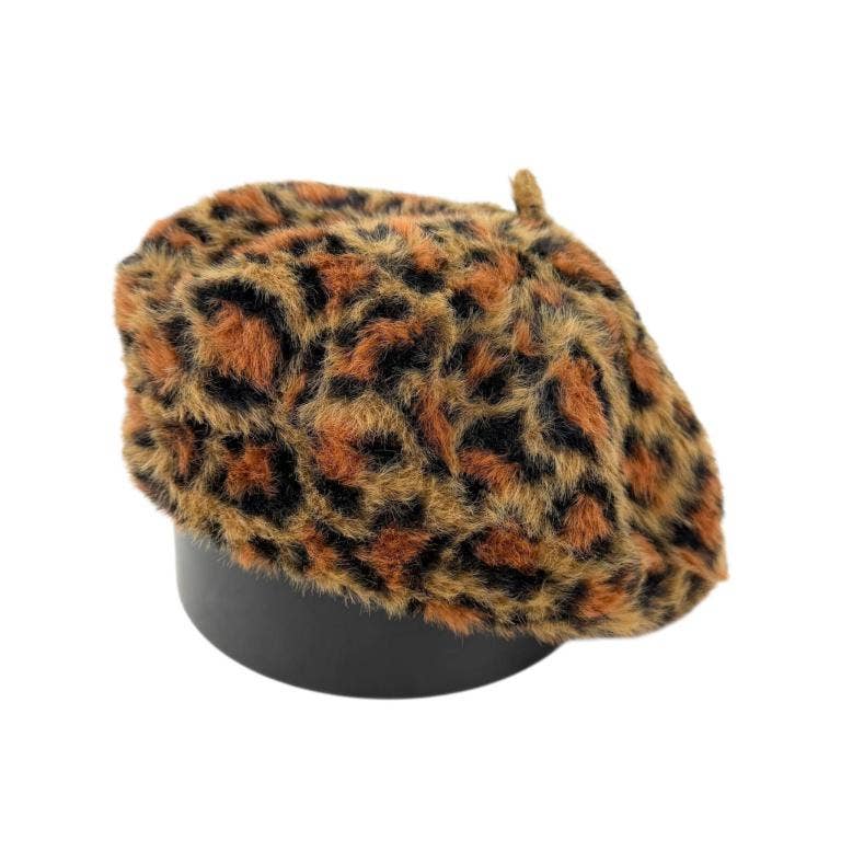 multicolor assortment Women's Wool Beret with Animal Print Design and High Quality for wholesale on Faire
