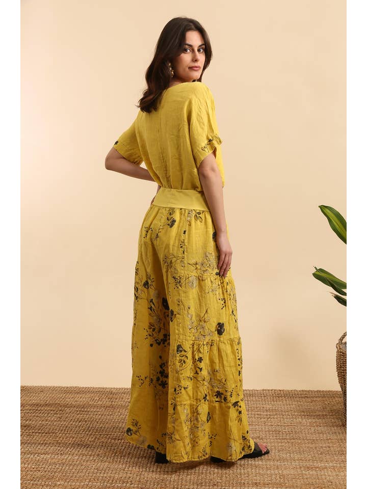 LÉA & LUC - Wholesale Pants - Women's - Floral print trousers in 100% Linen REF. 30526