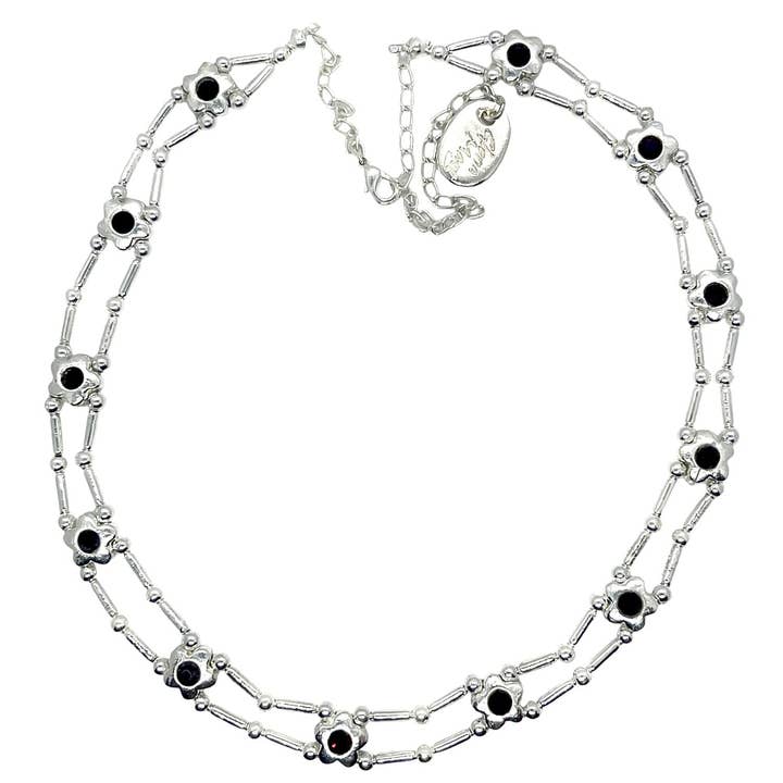 Sw flower choker in Siam silver 10µ for wholesale by Gloria Mago