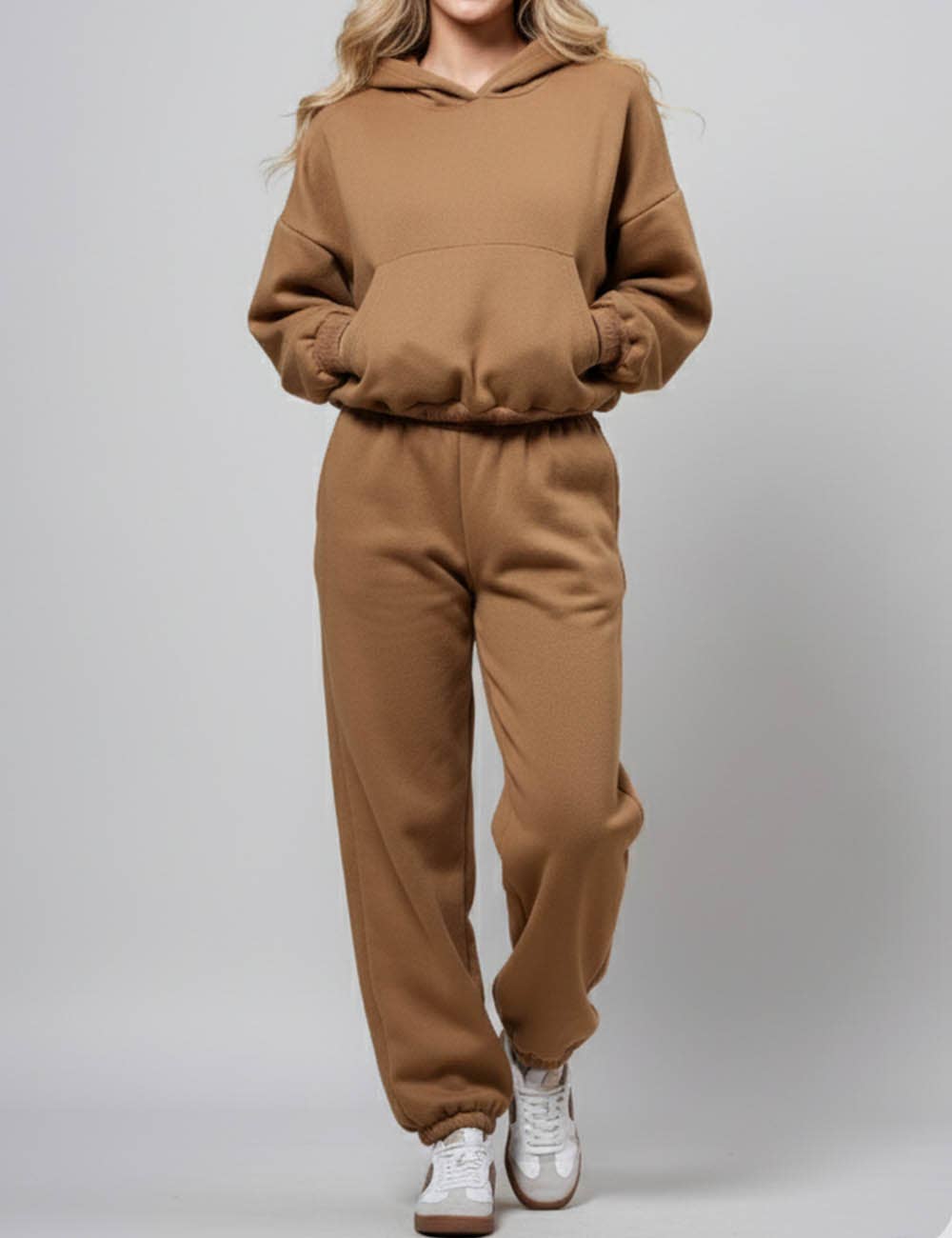 Sweetkama - Venta al por mayor Sudadera con capucha - Mujer - Conjunto diario de sudadera con capucha y pantalón para mujer en color sólido9