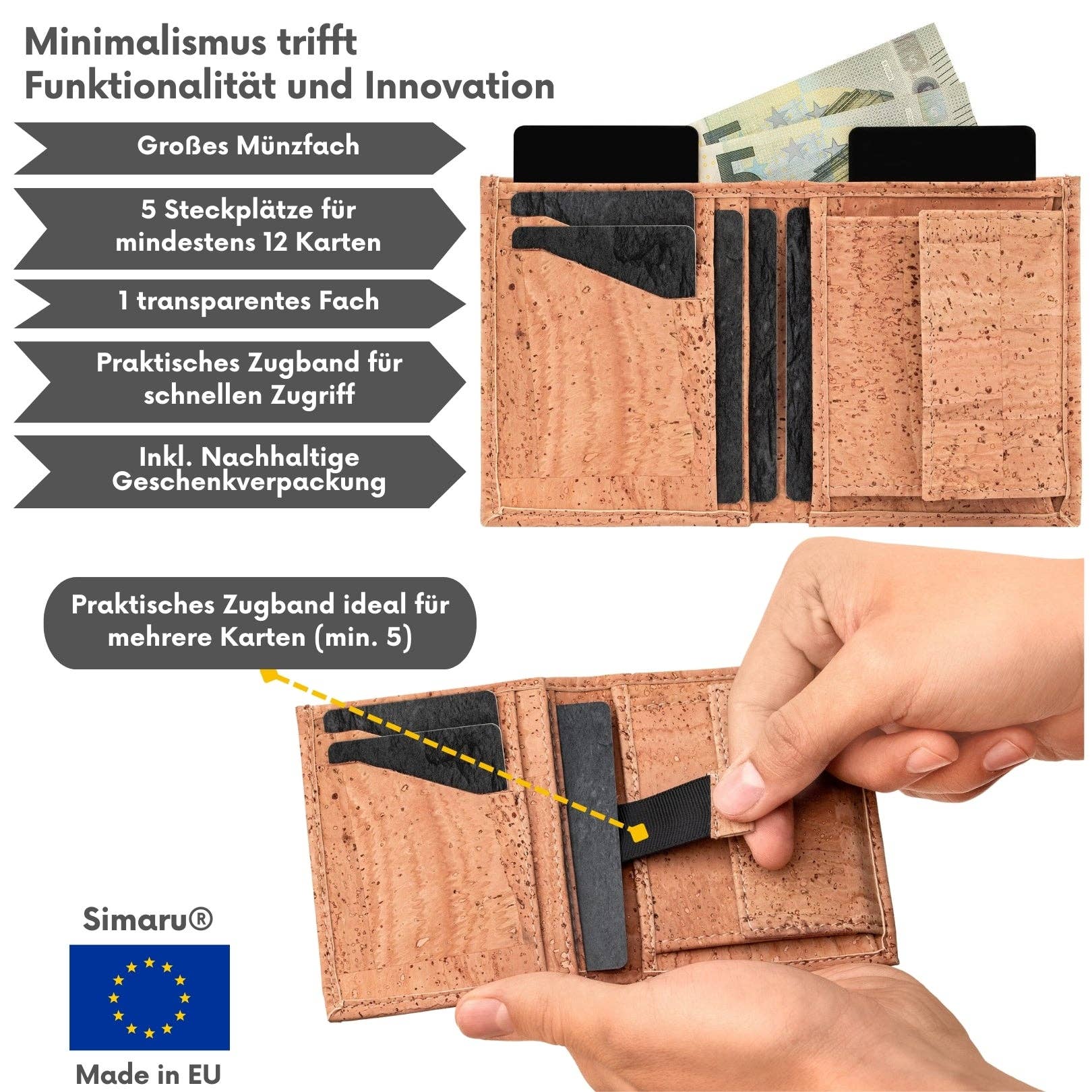 Simaru – Carteira – Homem por atacado – Carteira em cortiça Levi8