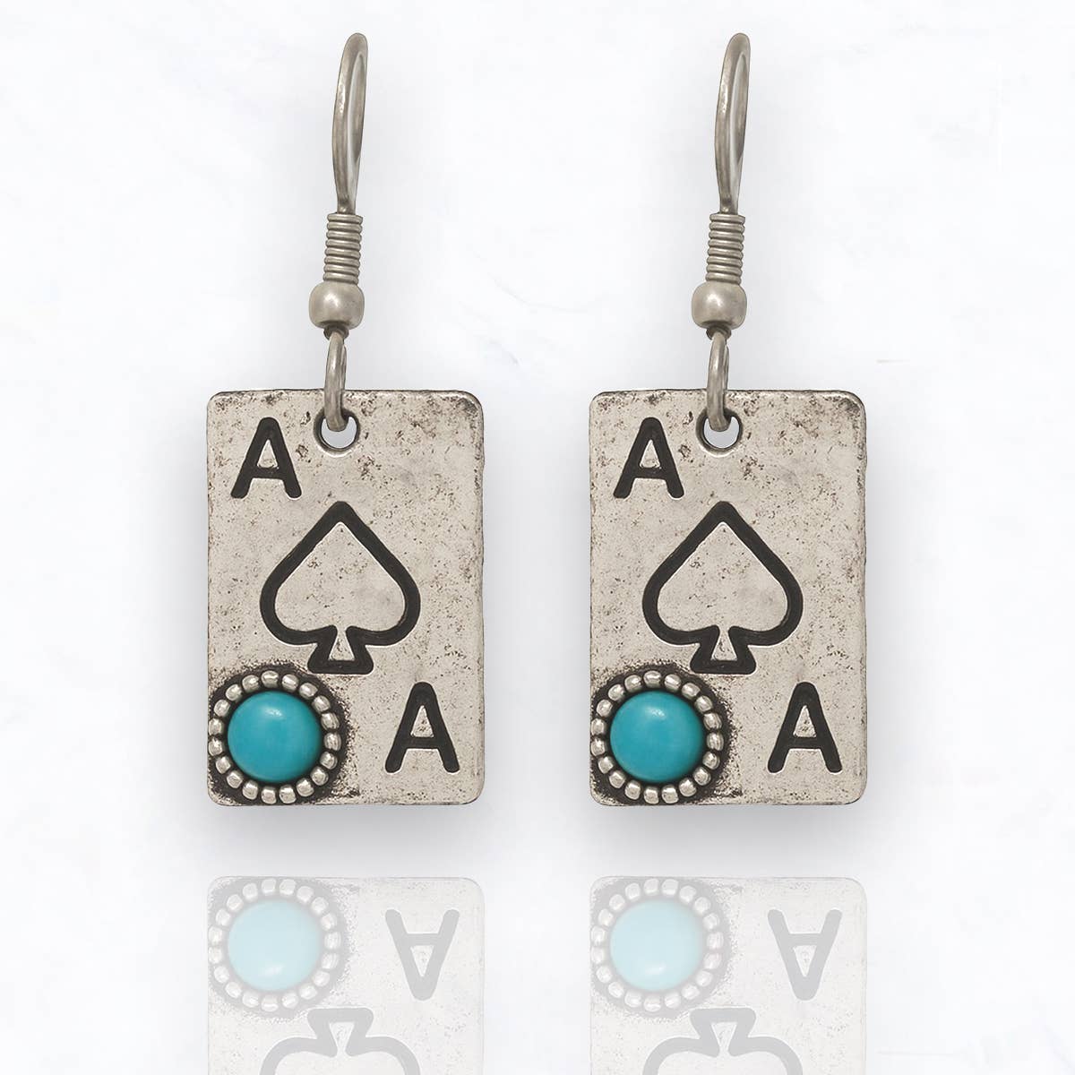 Suzie Q USA - Vendita all'ingrosso Orecchini pendenti - Orecchini Asso di Picche con Pietra Turchese0