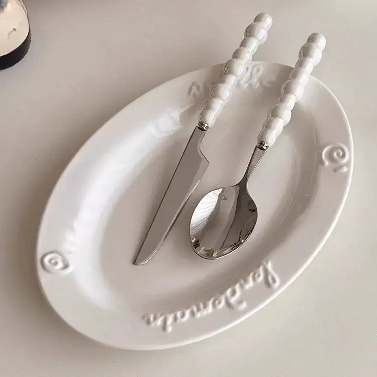 Otterware - Wholesale Flatware Set - Elegant Pearl Ceramic Handle Stainless Steel Flatware14