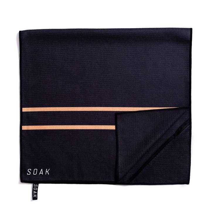 Orange Status Double Striped Microfibre Towel for wholesale by SOAK