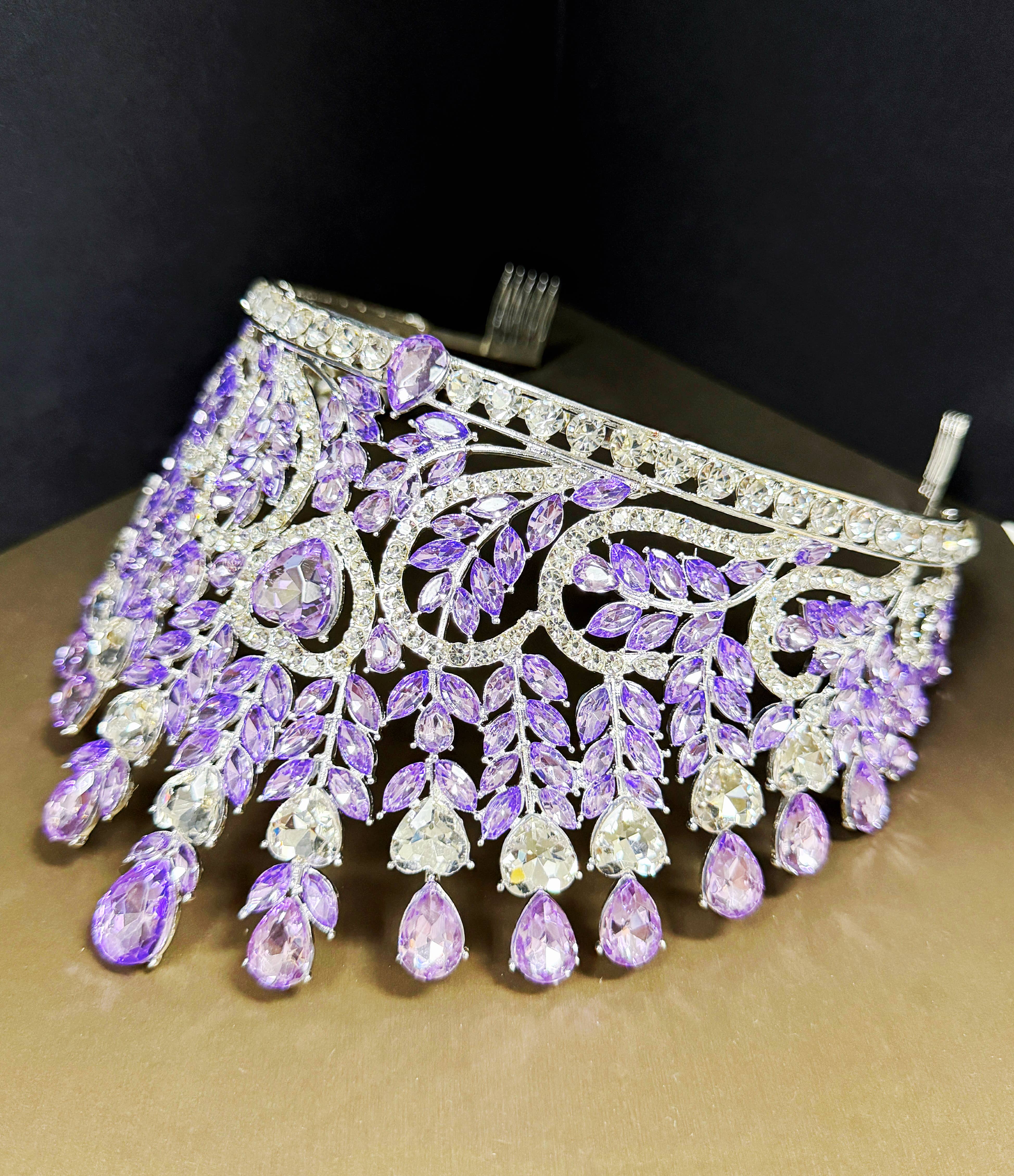 Happy Dream Gifts - Wholesale Tiara - Women's - Pageant Crown, Bridal Headpiece, Purple Crystal Silver Crown7