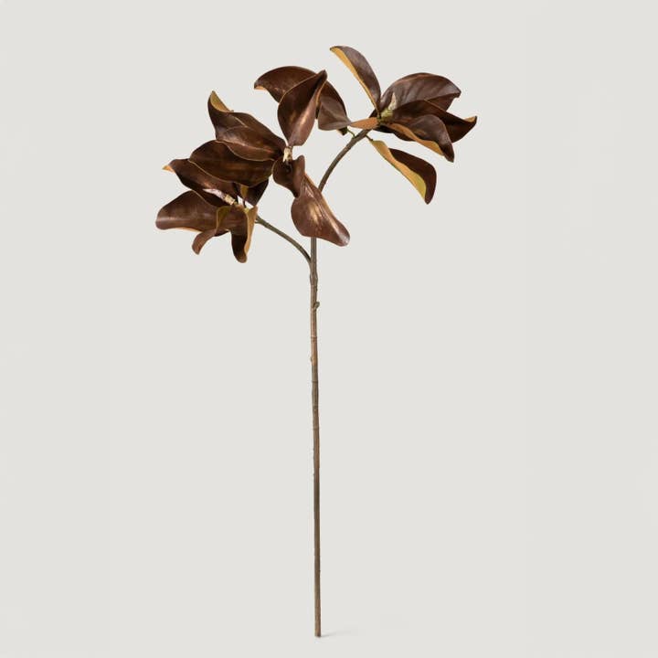 Afloral - Wholesale Artificial Flowers - Fall Brown Artificial Magnolia Leaf Branch - 38.5"0