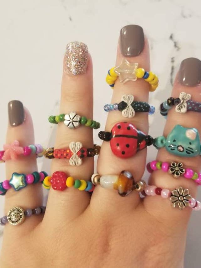 Funky Beaded Rings, Stretchy Rings, Beaded Rings, Rings for wholesale by Sapphire Creations