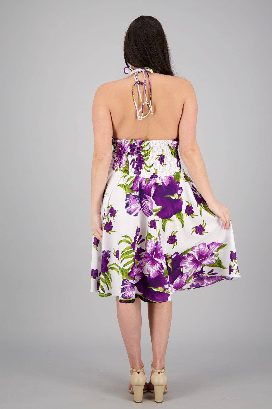 Advance Apparels – Vestido - Mulher por atacado – Vestido Cachecol Estampado Halter Top Floral 1973-WHT1