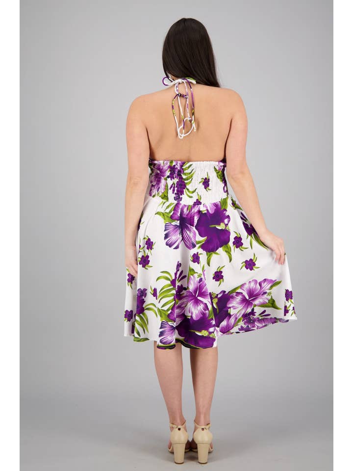 Advance Apparels – Vestido - Mulher por atacado – Vestido Cachecol Estampado Halter Top Floral 1973-WHT1