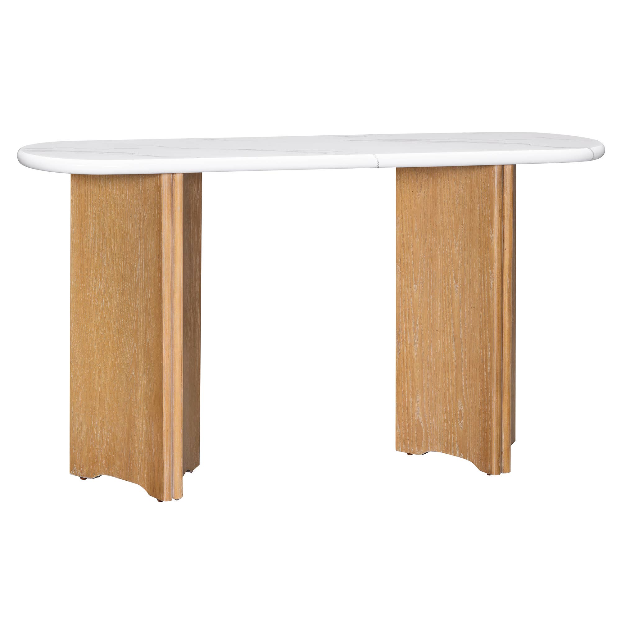 HOMYCASA DESIGN INC - Wholesale Console Table - Narrow Console Table Oval Faux Marble Top Natural+White9