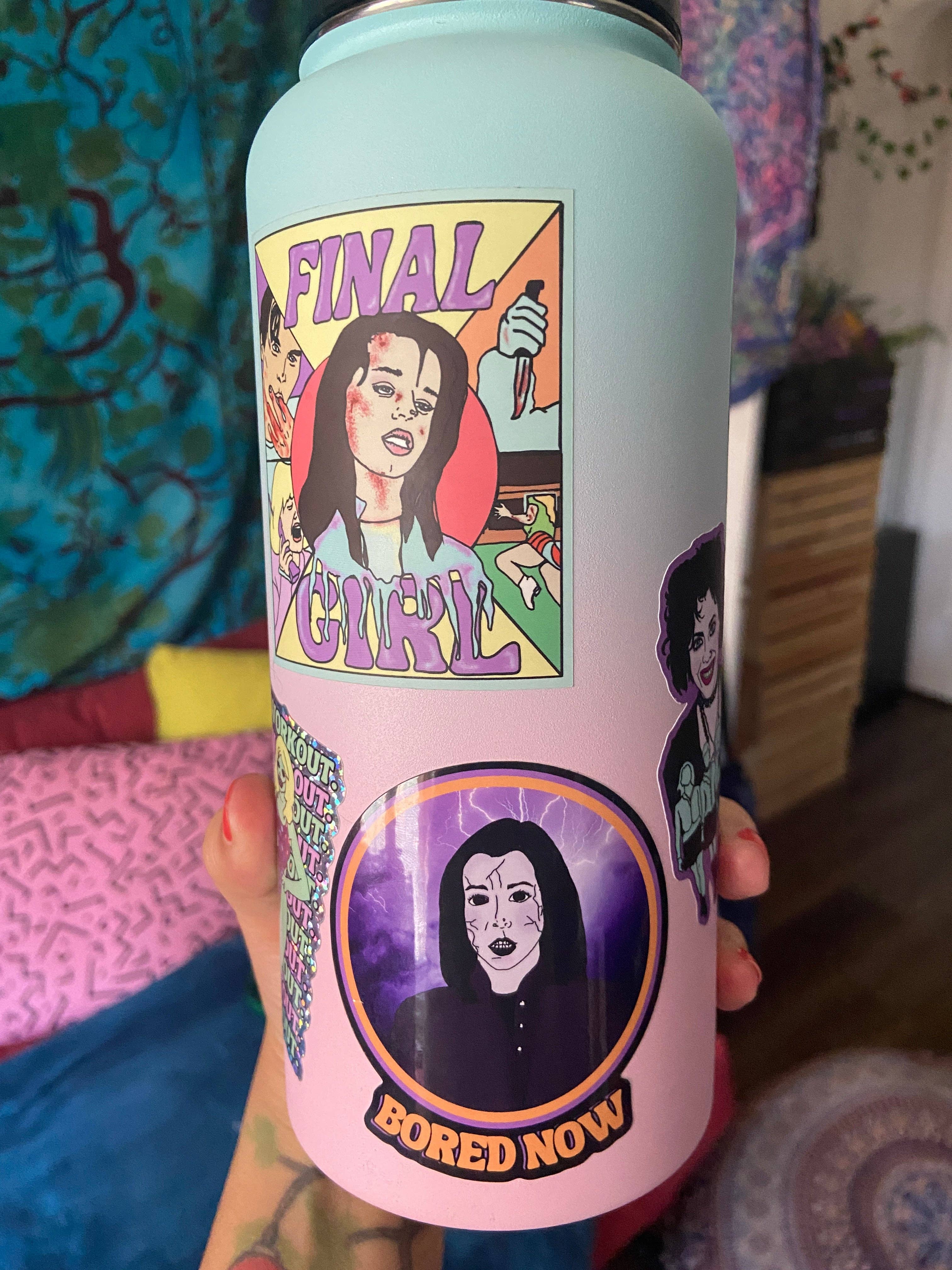 Haunted Fembot - Wholesale Sticker - Dark Willow "Bored Now" Water Bottle Sticker4