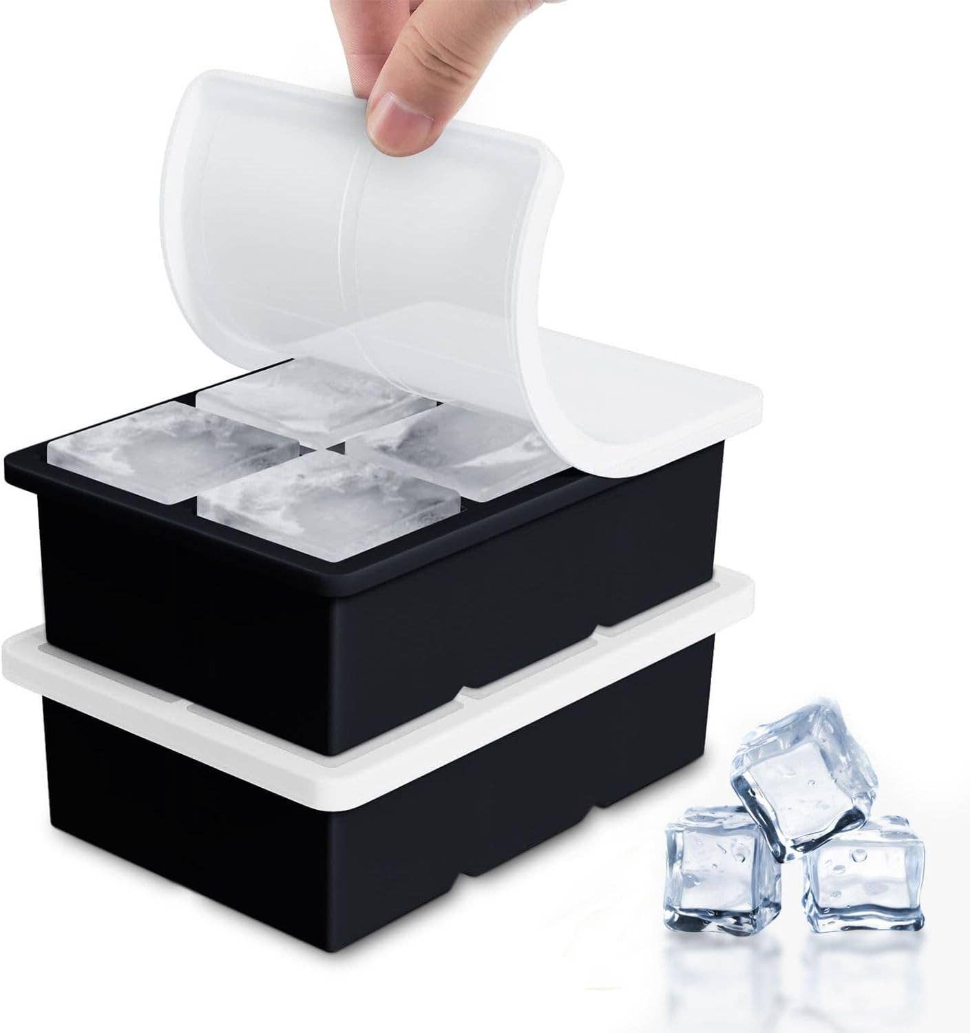 Vigor Path - Vendita all'ingrosso Vassoi/stampi per ghiaccio - Confezione da 2 stampi per cubetti di ghiaccio giganti in silicone a forma quadrata