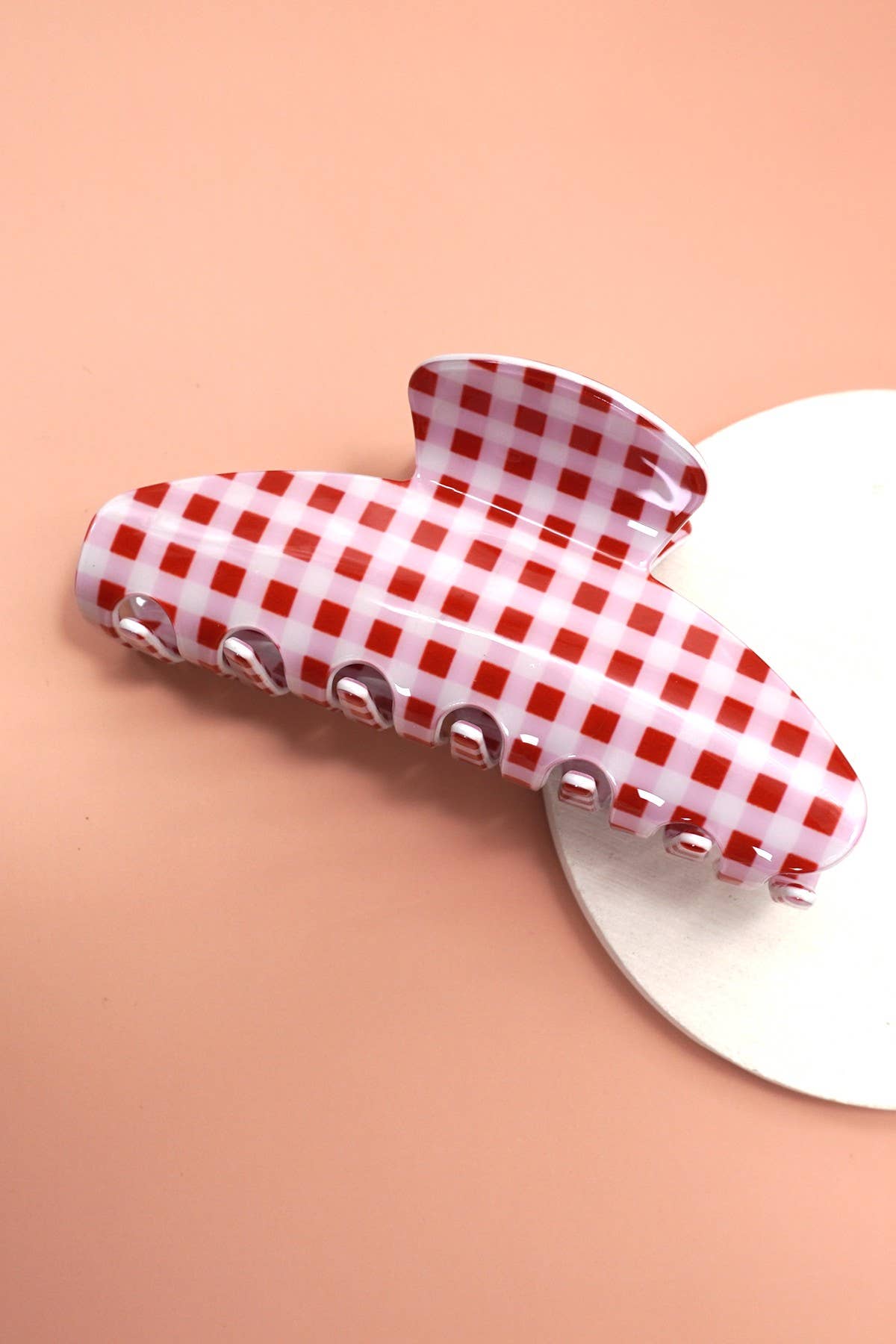 JOSSLYN by wall to wall - Wholesale Hair Clip - Women's - JUMBO STRIPE PLAID OVAL HAIR CLAW CLIPS | 40H10201