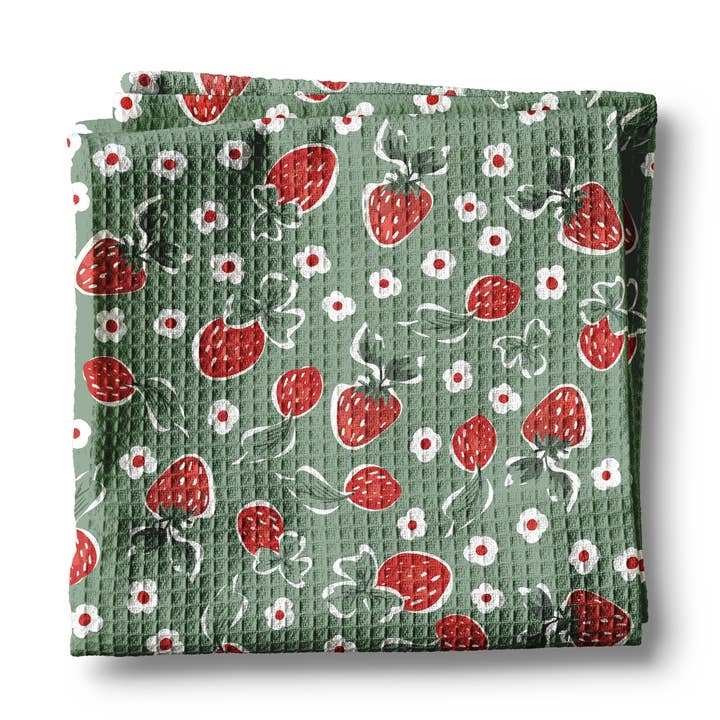 Strawberry Summer Fruit Market Berry Kitchen Towel Waffle for wholesale by Canary Road