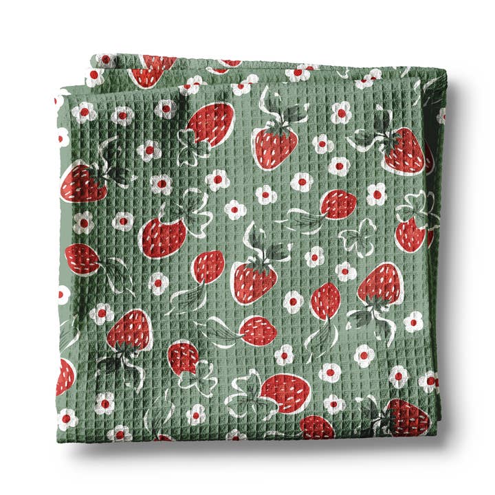 Strawberry Summer Fruit Market Berry Kitchen Towel Waffle for wholesale by Canary Road