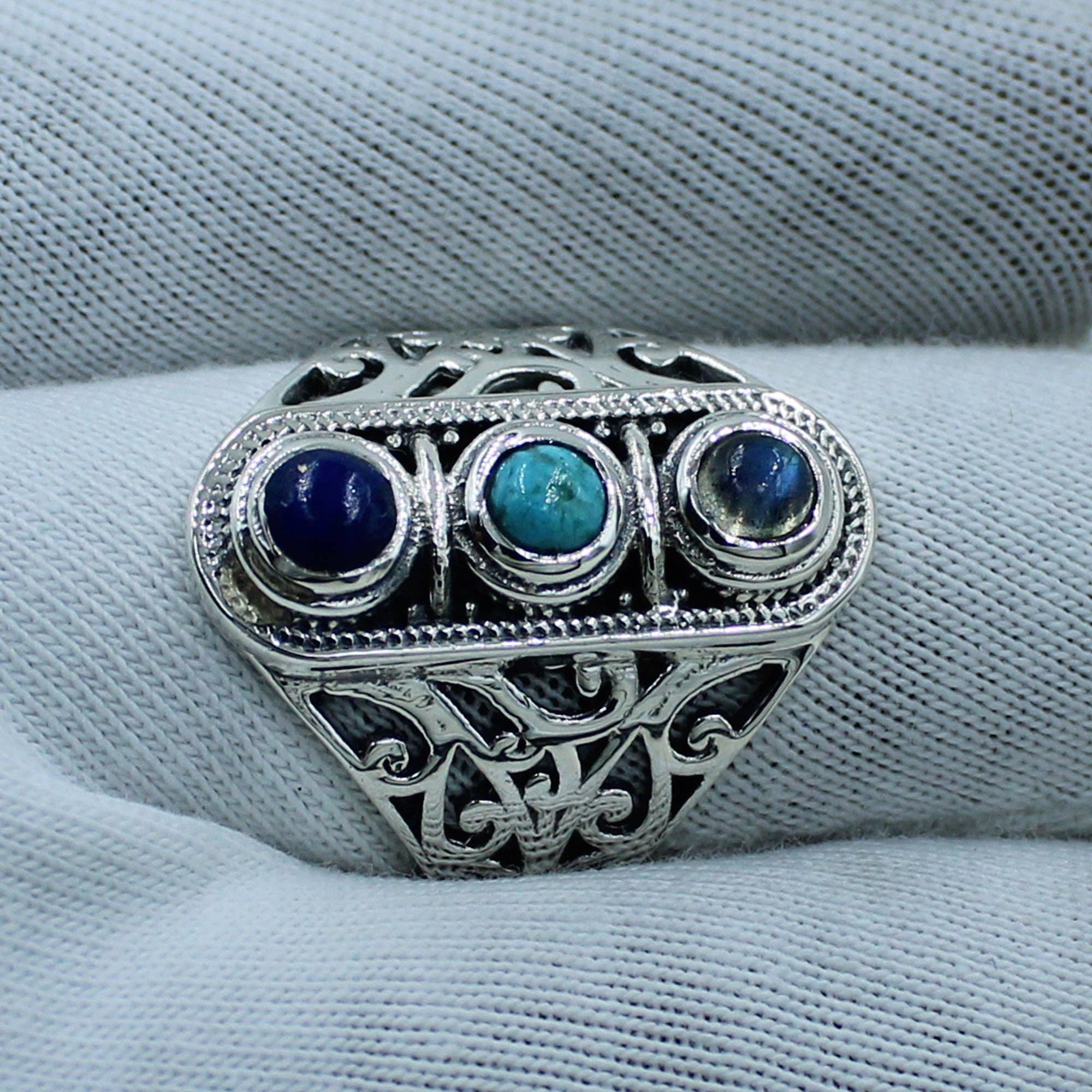 Silvex Jewelry – Engroshandel Statementring – Turkis, Lapis Lazuli Sterling Sølvring1