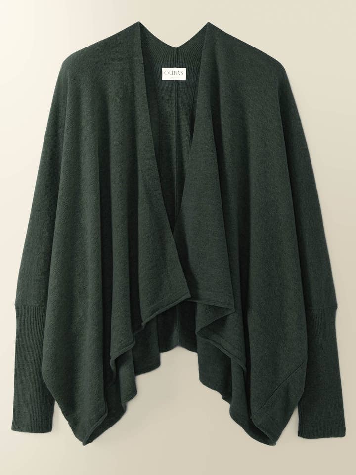 Eden Fine Merino Wrap Cardigan in Forest for wholesale by OUBAS