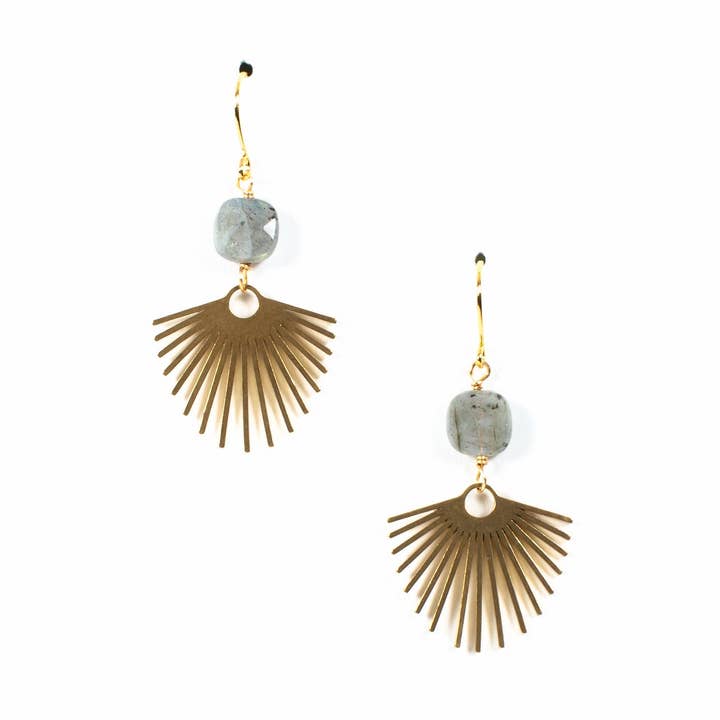 Fan Øreringe - Labradorit for engroshandel hos West + Laurel