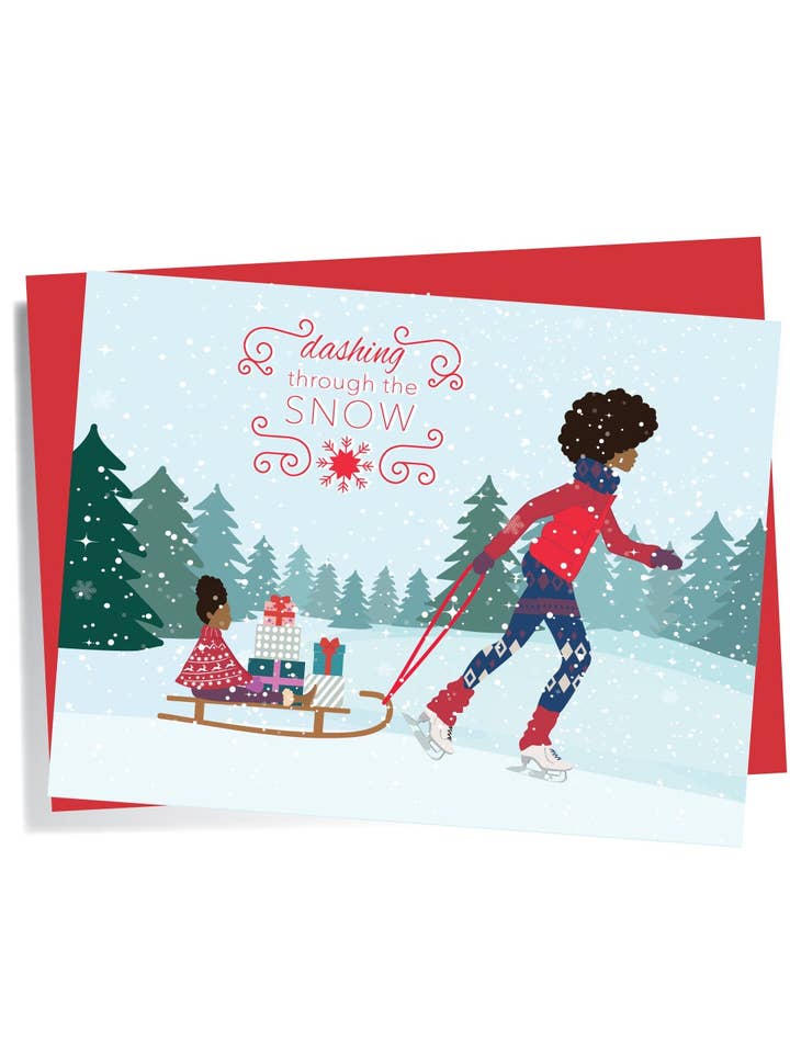 Carte de vœux afro-américaine « Dashing Through the Snow » pour la vente par Soular Powered